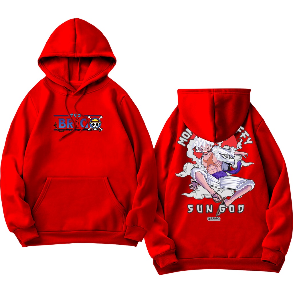 BRIGO Jumper Hoodie LUFFY GEAR 5 FIFTH  II Sweater Hoodie BRIGO X ANIME Sablon DTF Fleece Cotton M-XXL (Pria &amp; Wanita) Free stiker&amp;Gantungan Kunci