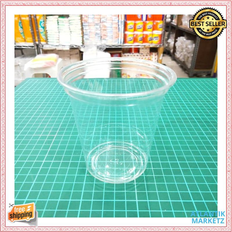 Gelas Cup PET 14oz SIP + Lid