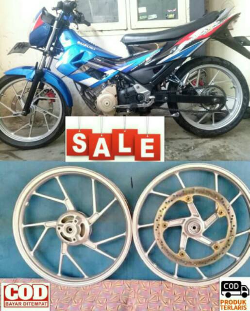 Velg original satria fu 150cc Suzuki / Velg ORl Fu ENKEI 1.sett + Disc Cakram dpn/Blkg