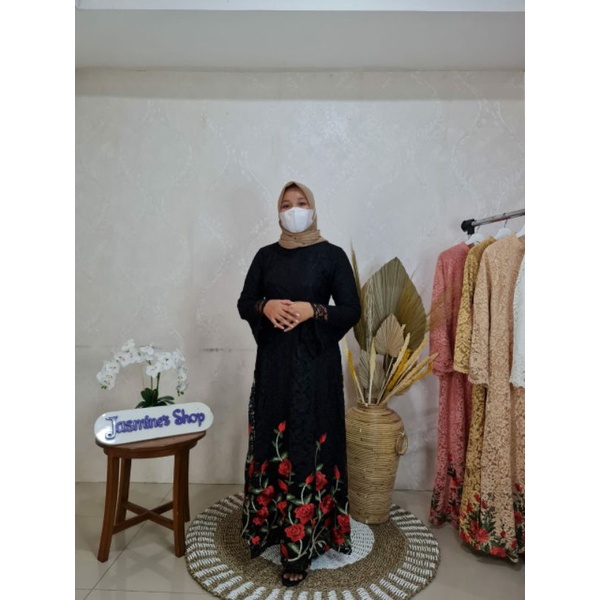 GAMIS BROKAT BORDIR / GAMIS BRUKAT / DRESS BRUKAT / BROKAT KONDANGAN BORDIR 3D MEWAH UNTUK PESTA