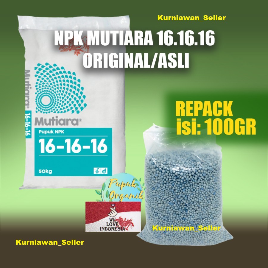 Pupuk NPK Mutiara 16-16-16 Biru Repack 500 Gram / Pupuk Mutiara 16