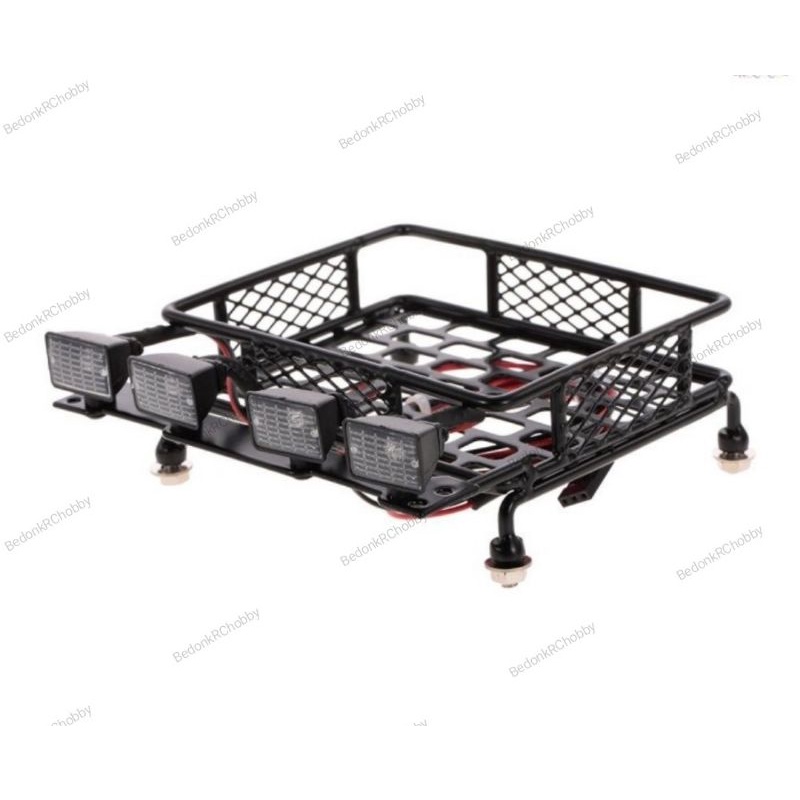 rak atap RC 1/10 warna hitam dengan 4 lampu kotak