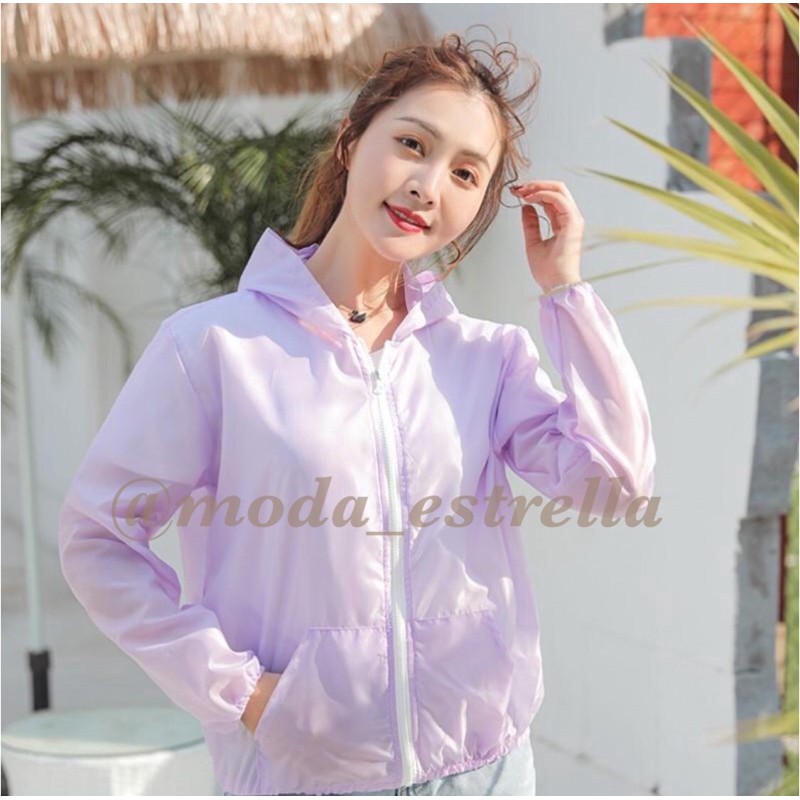 JAKET SEPEDA WANITA/JAKET LARI OLAHRAGA GOWES WATERPROOF/RUNNING JACKET TRANSPARAN PARASUT ANTI-UV-Ungu