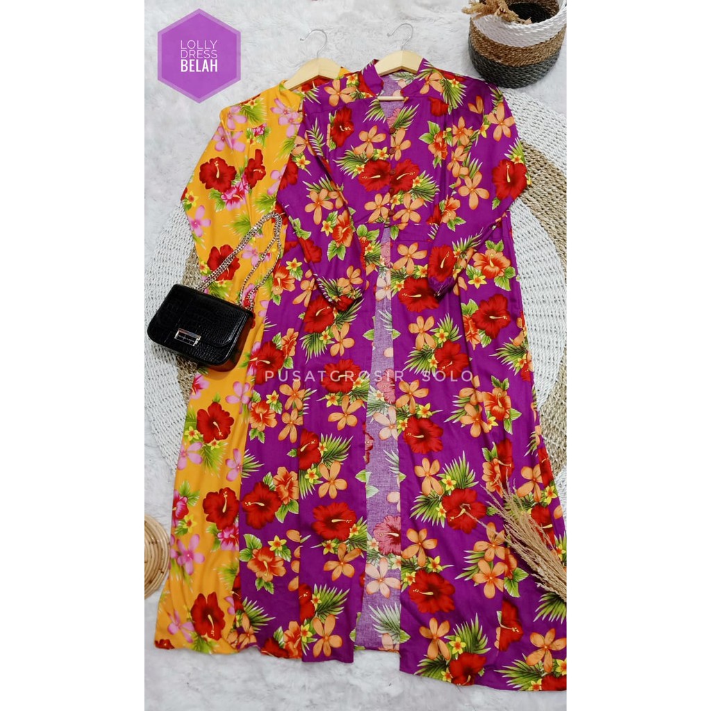 CUCI GUDANG!! LOLLY DRESS BELAH PUSATGROSIR_SOLO/ DRESS BELAH BUNGA RAYON PREMIUM TERMURAH