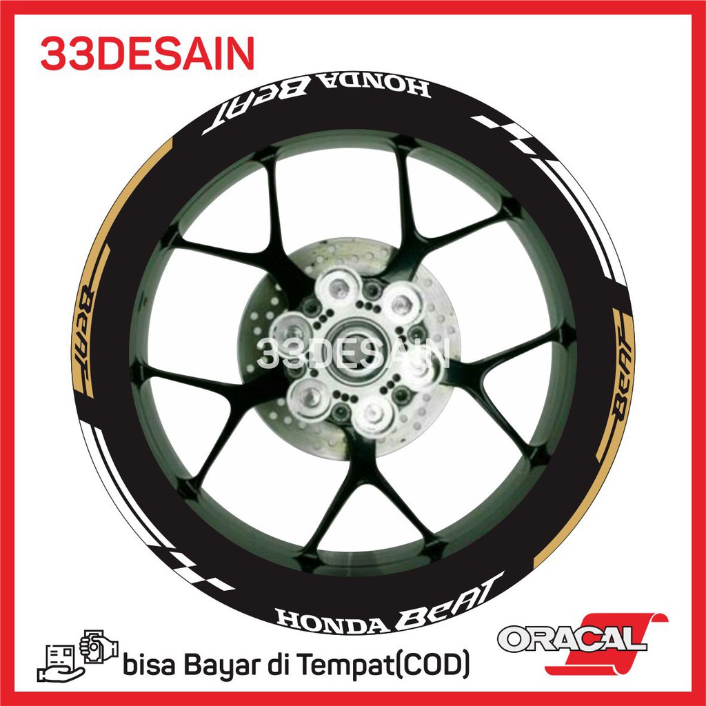 Aksesoris Motor Stiker Cutting Velg Honda Beat 16 Gold Kombinasi