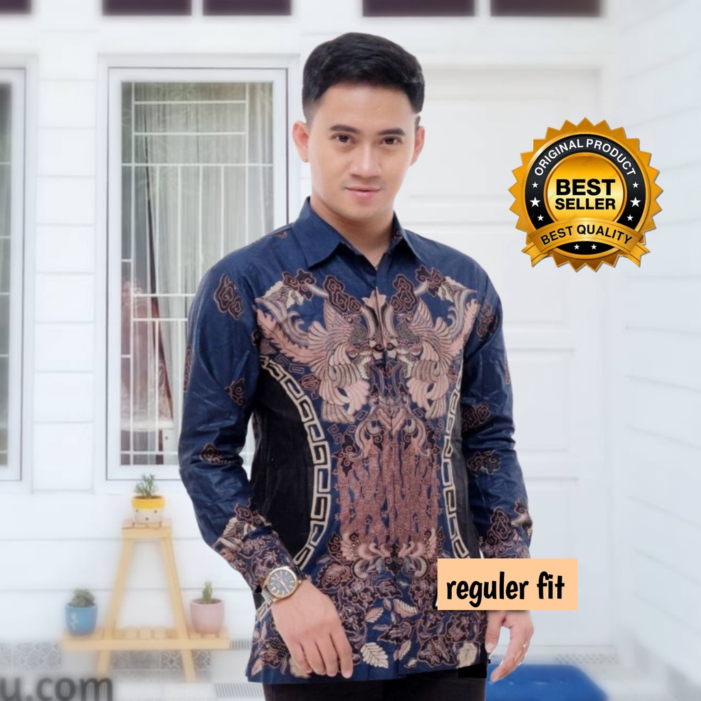 [BATIK PRIA] Kemeja Batik Pria Atasan Batik Pria Lengan Panjang Kenongo Hem Padi Pekalongan M L XL