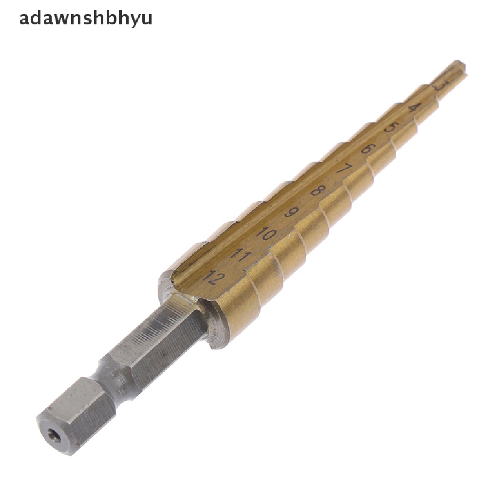 Adawnshbhyu 3-12mm Coated Stepped Drill Bits Hex Handle Mata Bor Besi Alat Listrik