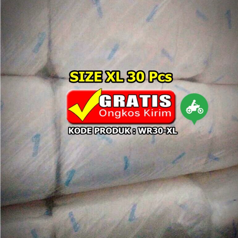 POPOK DEWASA/LANSIA/ DIAPERS CURAH LOW GRADE SIZE XL 30 PCS (KODE: WR30-XL)