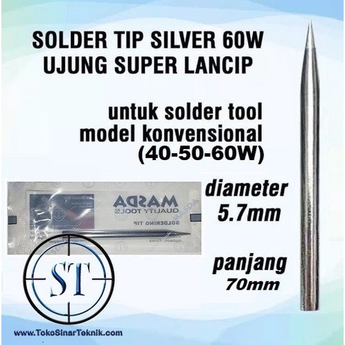 Mata Solder Crystal Ujung Solder Kristal Tajam Lancip Runcing Soldering Elemen Merk Rayden Tip Ab4-A Silver Untuk Solder 50w 60w