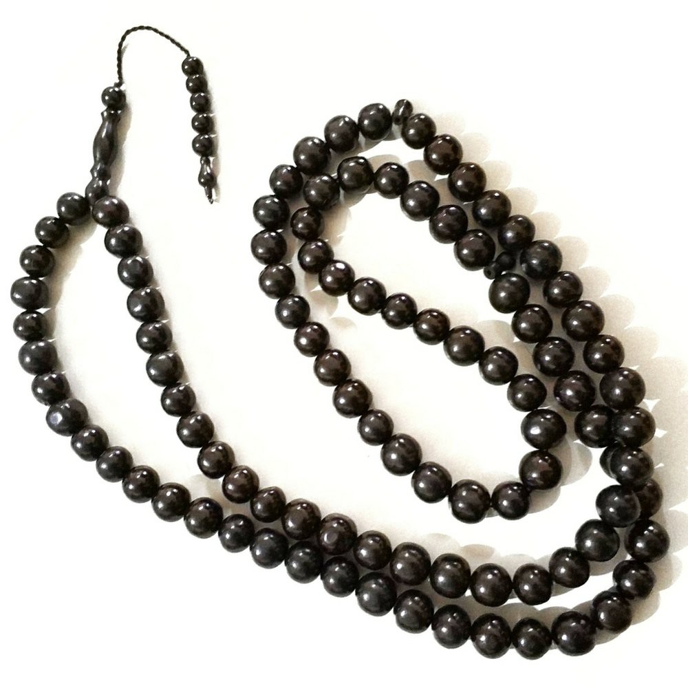 TASBIH KAYU ASLI KAOKAH KAUKAH KOKKA KOKAH ASLI ISTANBUL TURKI HITAM 12MM MODEL BULAT 99BUTIR