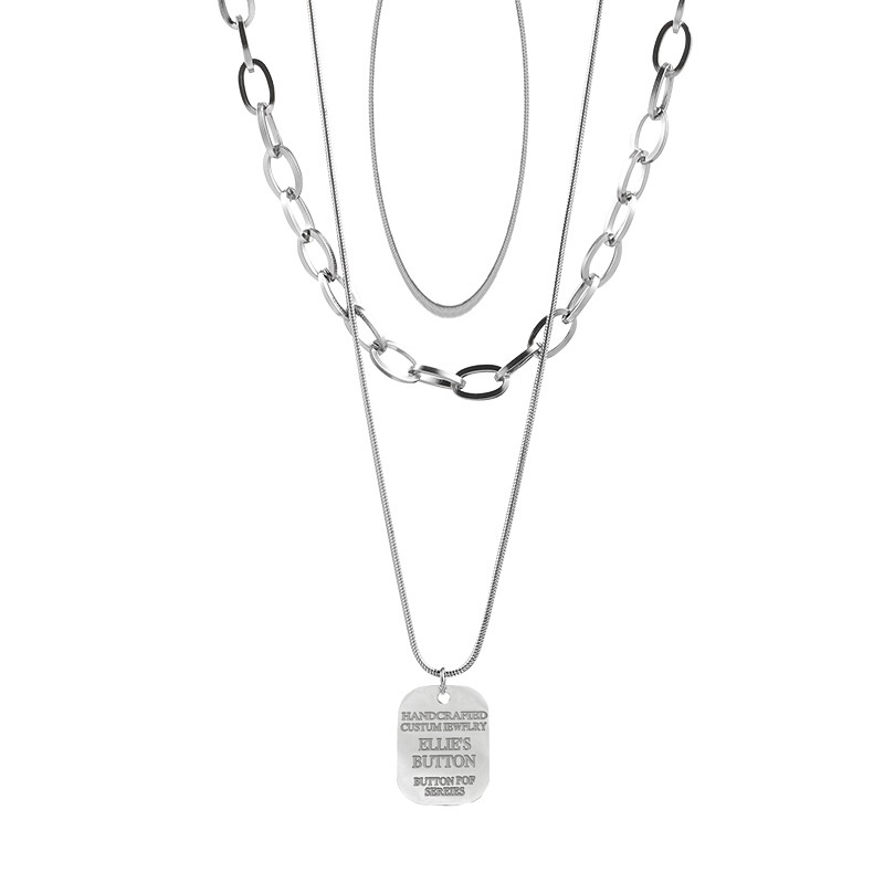 Ins Korea titanium steel multi-lapisan set kalung wanita fashion merek huruf liontin ular tulang ran