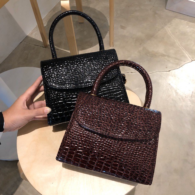 LUXTHER - MIZU BAG CROCO SHINY HANDLE + STRAP (SELEMPANG) KOREAN STYLE / MODEL KILAP