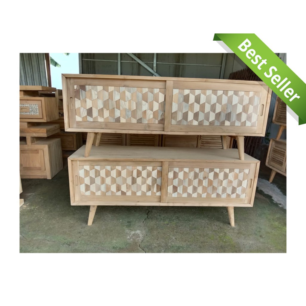 Terbaru Buffet Minimalis Jati 2 Pintu Sliding Mentah