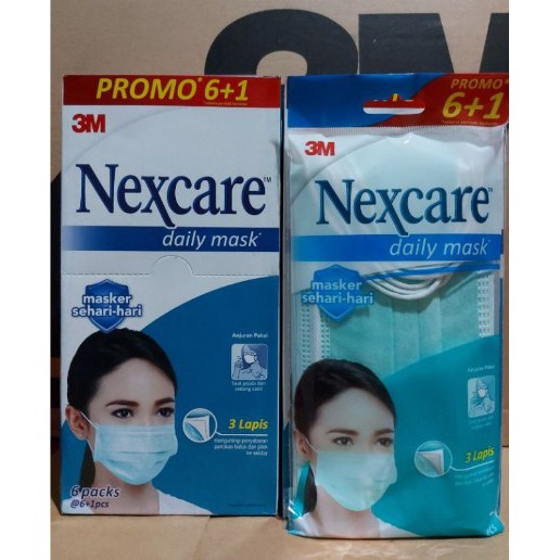 Masker 3M Nexcare Daily mask 3 ply isi 6+1