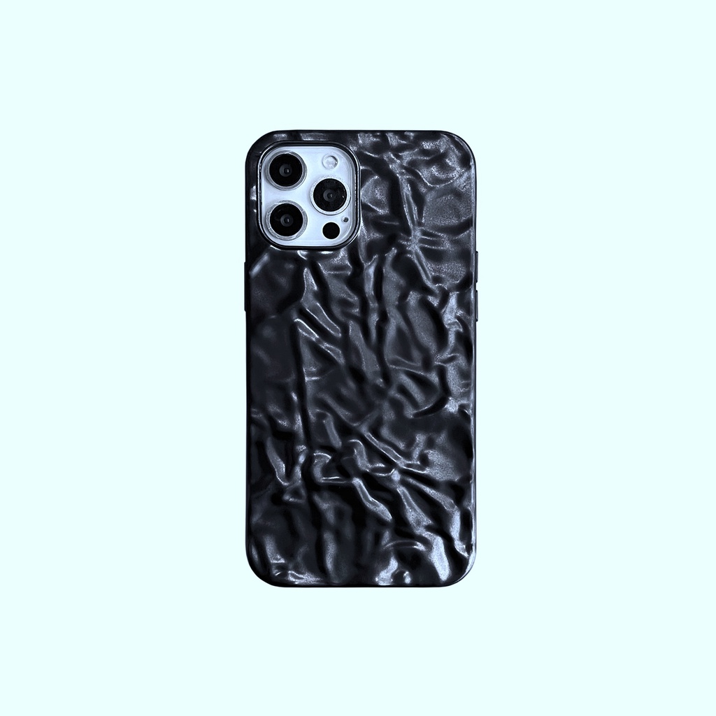 Soft Case Motif Kertas Timah Warna Hitam Matte Untuk Iphone 13 Pro 12 11 Pro Max 8 + 7 Plus X Xs Max Xr X