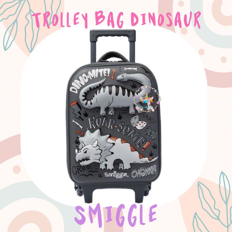 SMIGGLE TROLLEY BAG HARDTOP JUNIOR ANIMALIA DINOSAUR ORIGINAL TAS TROLI SEKOLAH ANAK SD