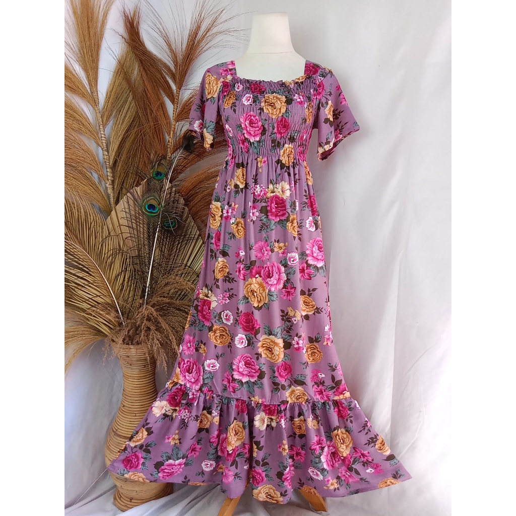 VANESSA REMPEL/ DASTER KERUT DADA REMPEL / DASTER SMOK-MAWAR UNGU