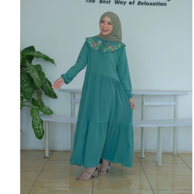 AMARA DRESS BORDIR SUSUN TIGA KEKINIAN DRESS MIDI DRESS