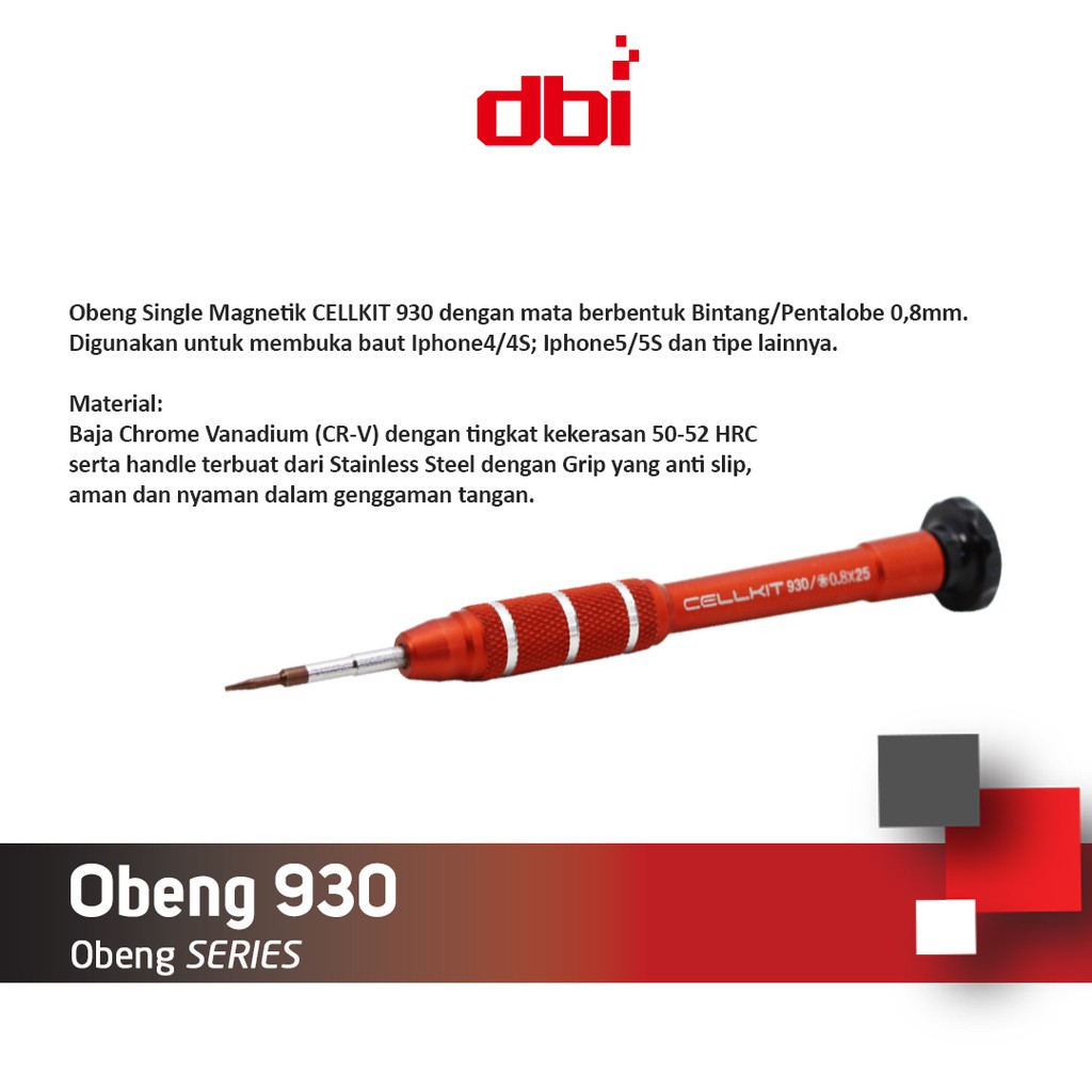 Obeng Single Magnetik CELLKIT 930 Star (0,8) Iphone 4 5 6