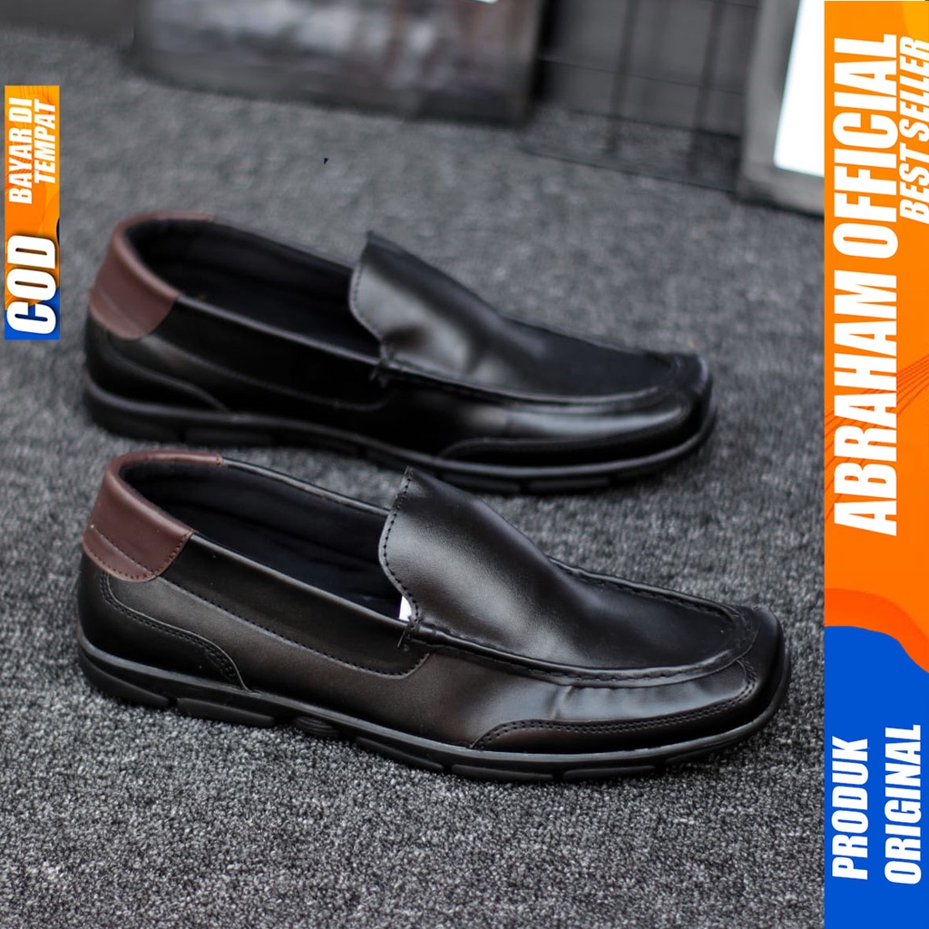 Sepatu Pantofel Kerja Formal Hitam Pria Abraham Drain