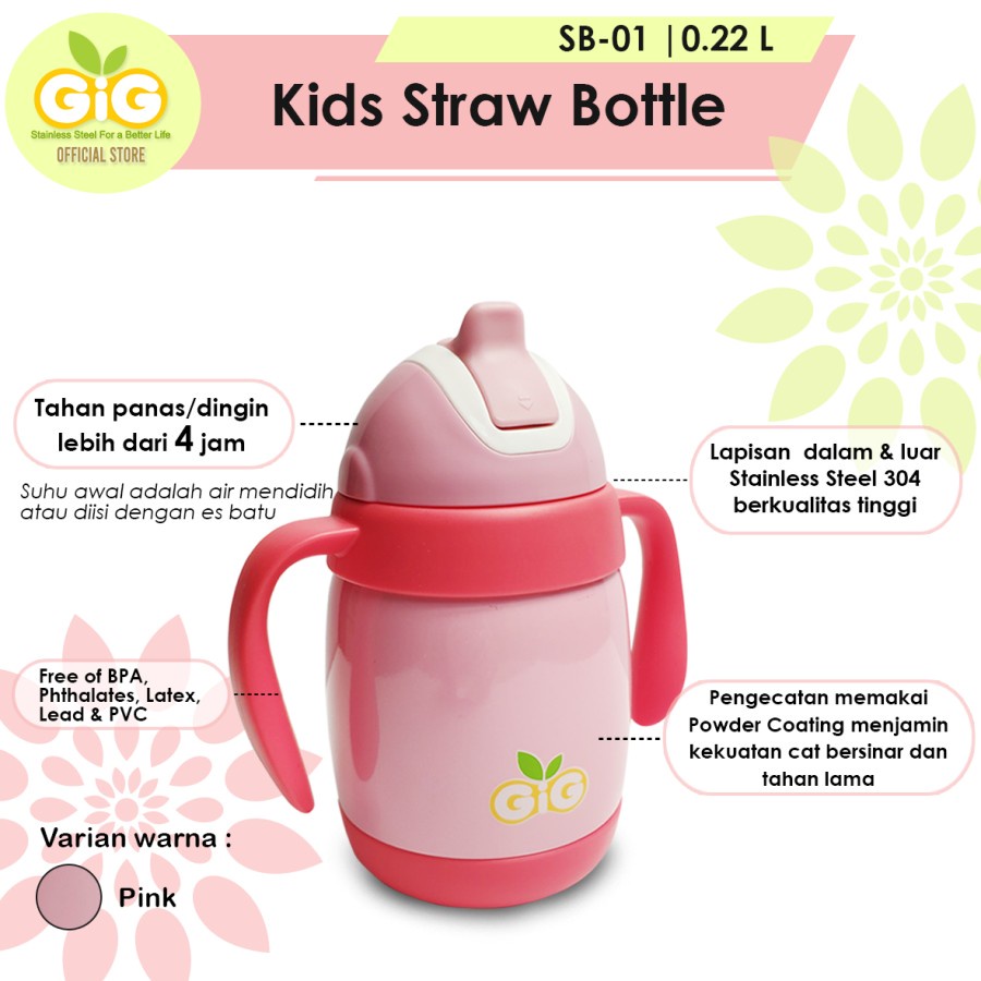 Gig Baby Vacuum Kids Straw Bottle 220ml