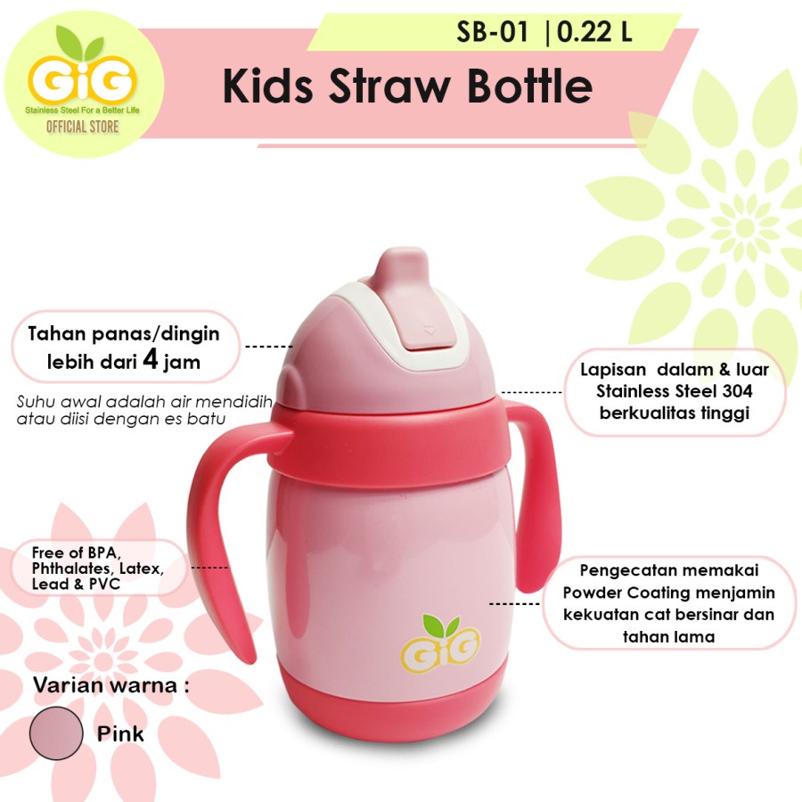 Gig Baby Vacuum Kids Straw Bottle 220ml