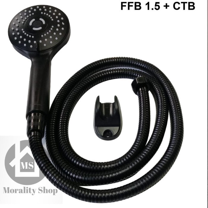 Hand shower 3in1 HITAM gede 10 cm Fio 19003-HandShower black semprotan mandi spray bathroom H16