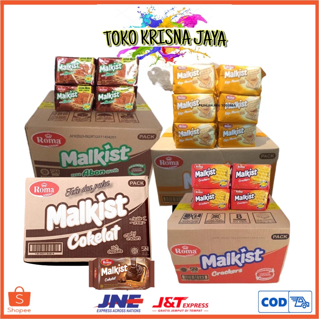 

1 DUS ROMA MALKIST CRACKERS | RASA COKELAT | ABON | KEJU 135 GR X 30 PCS