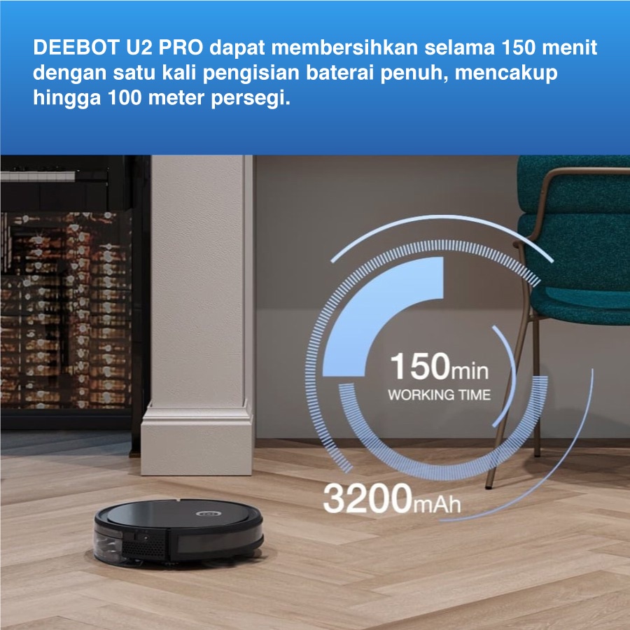 Ecovacs DEEBOT U2 PRO Robot Vacuum Cleaner Mop Vacum Sapu Pel Vakum