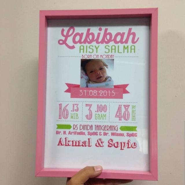 Baby biodata / biodata bayi /biodata baby / statys birth / papan lahir / papan kelahiran
