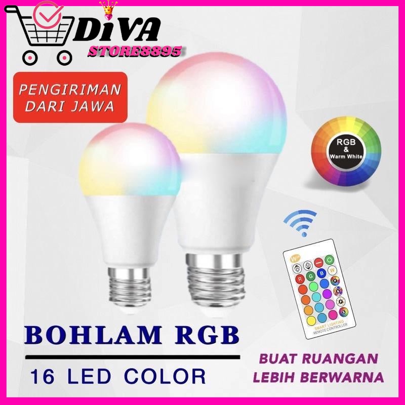 LAMPU BOHLAM 10W LED RGB BERUBAH WARNA REMOTE CONTROL ORIGINAL LAMPU HIAS WARNA WARNI LAMPU KAMAR TIDUR AESTHETIC TUMBLR PLAFON LAMPU WARNA