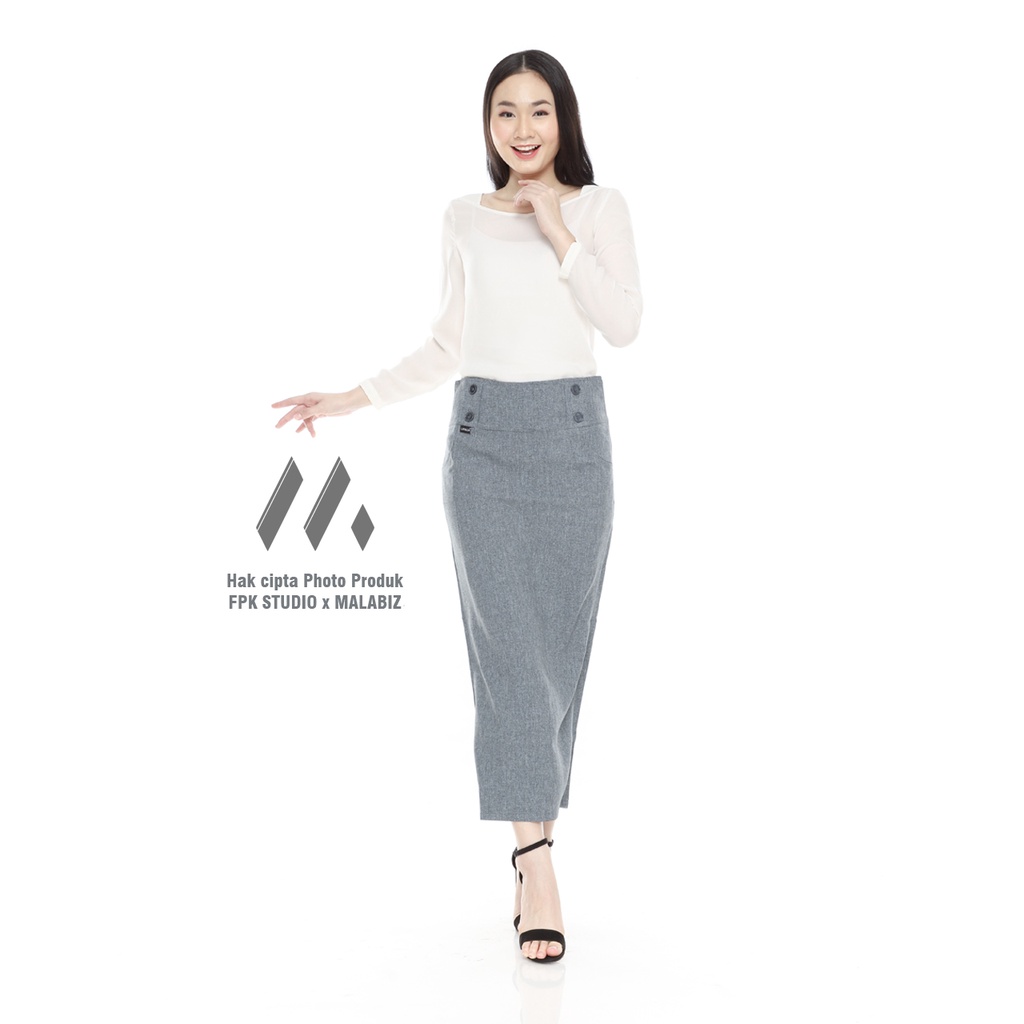 GERALDINE Rok Formal Korea Wanita Kelas Bisnis Bahan Untuk Kerja Wanita Karir Kantoran Malabiz Rok kerja abu abu Rok Kantro Rok basic Rok Standar Rok A