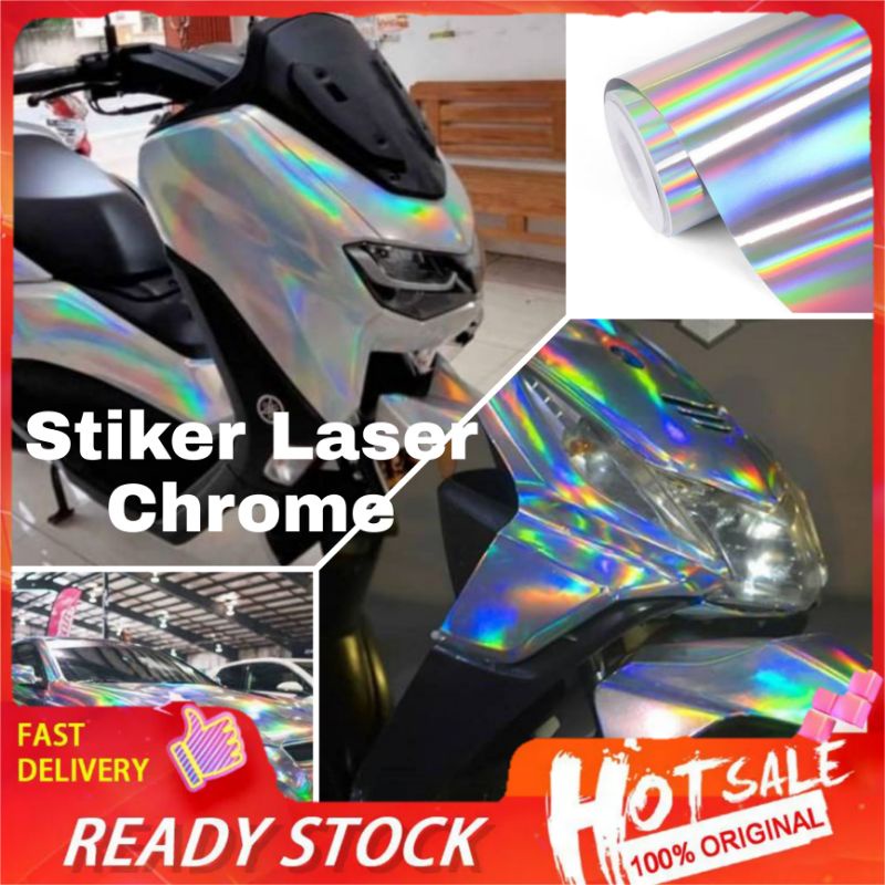 Stiker Skotlet Hologram Laser Chrome Pelangi Putih Hitam Skotlet Bunglon Stiker Hologram Skotlet Mot
