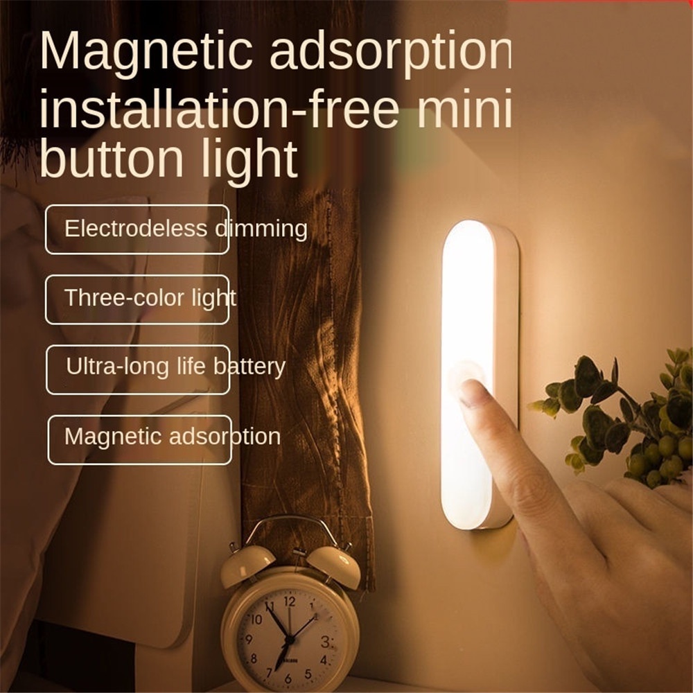 10 Cm LED Multifungsi Lampu Meja Kamar Tidur Dinding Magnet USB Pengisian Tombol Samping Tempat Tidur Lampu Dimmable untuk Darurat