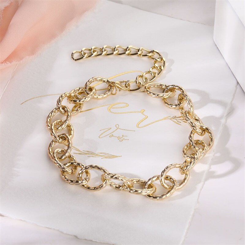 ig cool gold Hip Hop Gold chain Minimalist Big Collar Curb Thick Short Choker Necklace For Women Jewelry