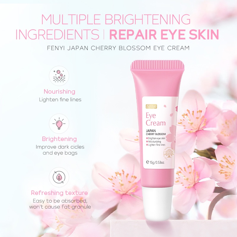 Fenyi Japan Cherry Blossom Krim Mata Menghilangkan Lingkaran Hitam Kerutan Mencegah Bengkak 15g