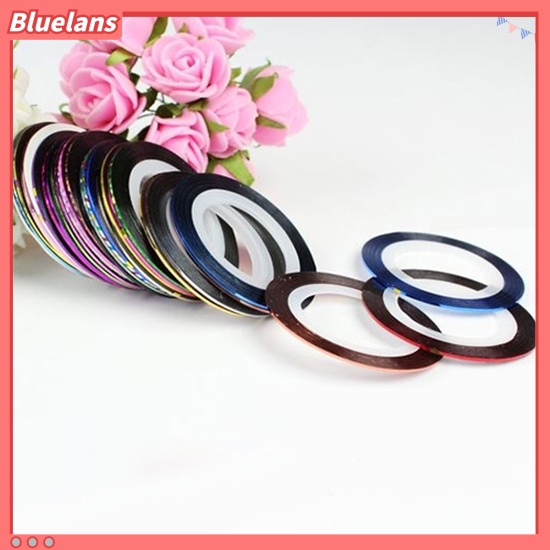 Bluelans 30 Pcs Stiker Tape Garis Warna Campur Untuk Dekorasi Nail Art