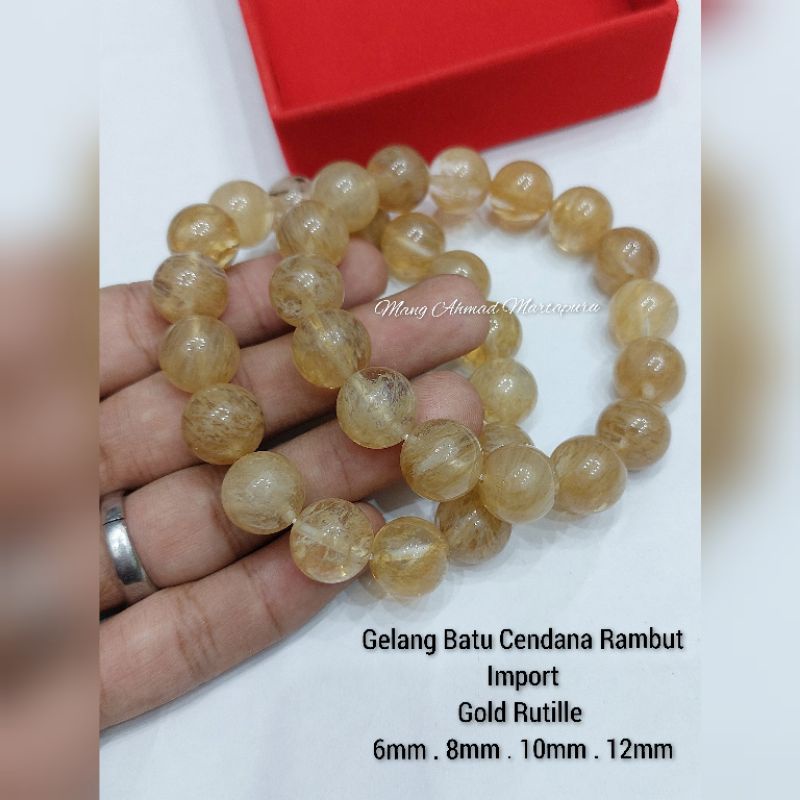 Gelang Batu Manik Sedana Batu Gold Rutille STONE GOLDEN HAIR 6mm 8mm 10mm - Import