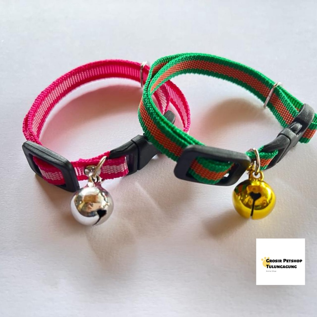 Kalung kucing lonceng 1 ukuran 14mm lonceng kucing motif stripe
