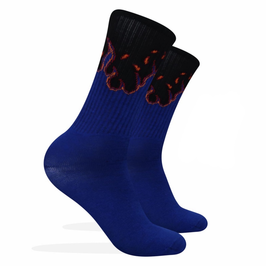 Kaos Kaki Motif Flame Biru Hitam ( M102 )