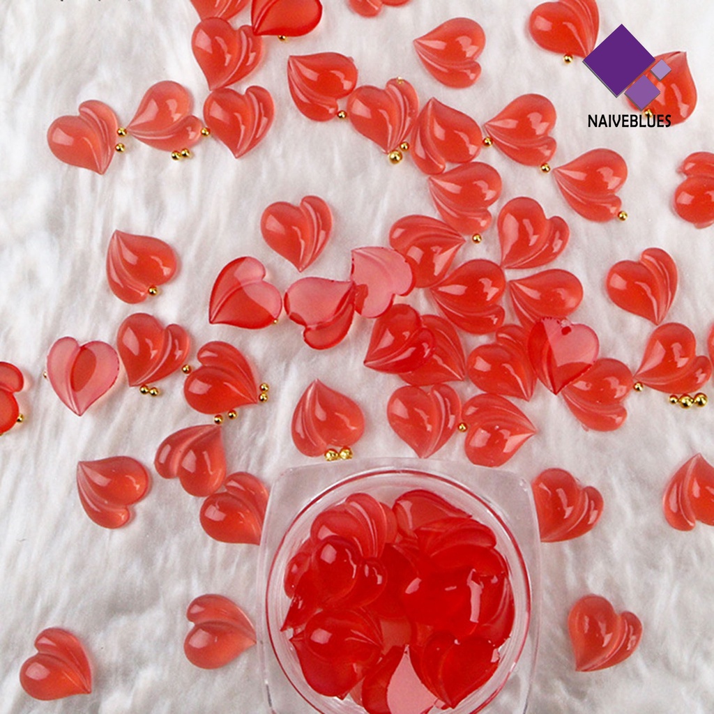 Naiveblue 50pcs / Set Berlian Imitasi Bentuk Buah Peach Bahan Resin Untuk Dekorasi Nail Art / Manicure