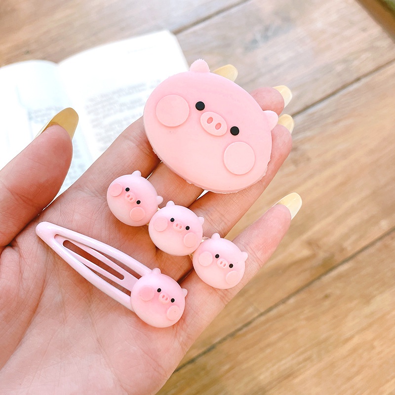 Holiday Casual Women Hair Accessories Cute Plastic Pink Pig Hair Clip for Women