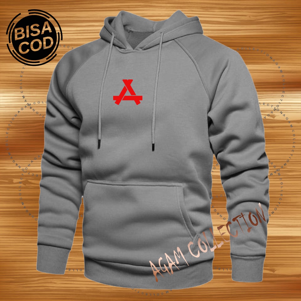 Agam collection Sweater Hoodie Distro App Premium Text Merah Atasan Pria Wanita Big Size