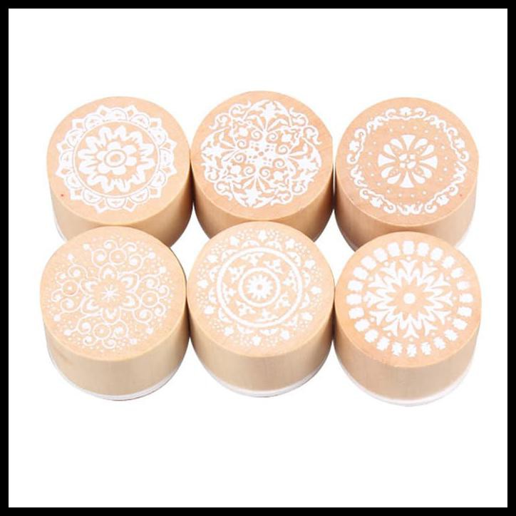 

Buruan Serbu Cap Stempel Motif Bunga/Round Floral Wooden Rubber Stamps (6Pcs)