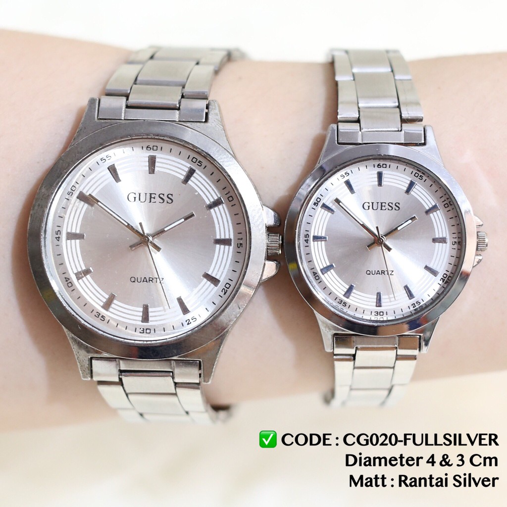 Jam tangan Couple murah  pria wanita rantai silver hitam grosir ecer HARGA SATUAN CG020