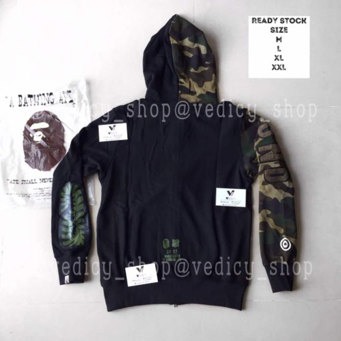 Bape Hoodie Jaket Shark X Undefeated Camo Super Mirror Quality 1:1 Ori High Quality