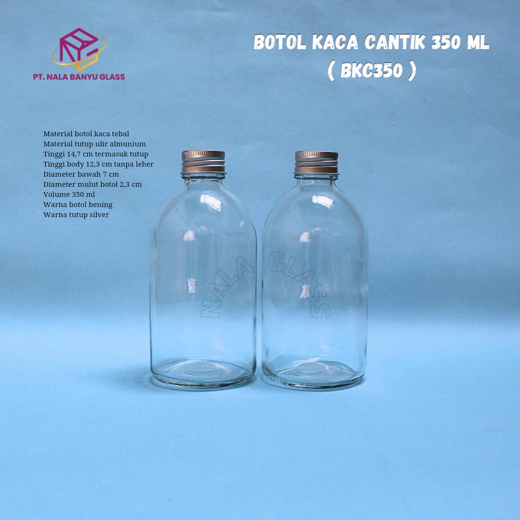 BKC350 botol kaca 350ml bulat / botol juice / botol kopi / botol susu