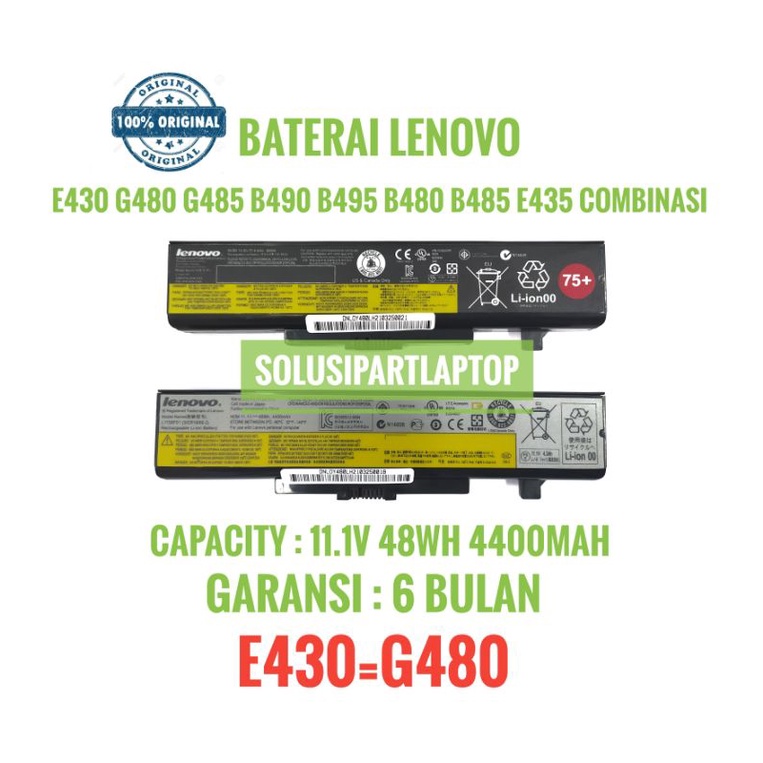 ORIGINAL BATERAI LENOVO E430 G480 G485 B490 B495 B480 B485 COMBINASI