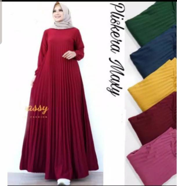 PROMO-Gamis Plisket Lengan Panjang Dewasa