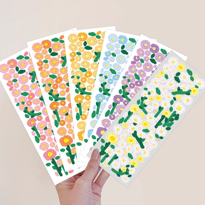 Korea Daisy stiker kartun seni berwarna-warni hipster krisan Jurnal bahan Korea ins tangan Buku stik